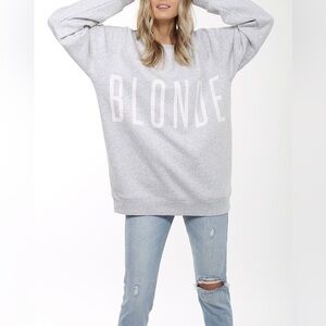 BRUNETTE THE LABEL: The "BLONDE" Big Sister Crew Sweatshirt | Pebble Grey NWT
